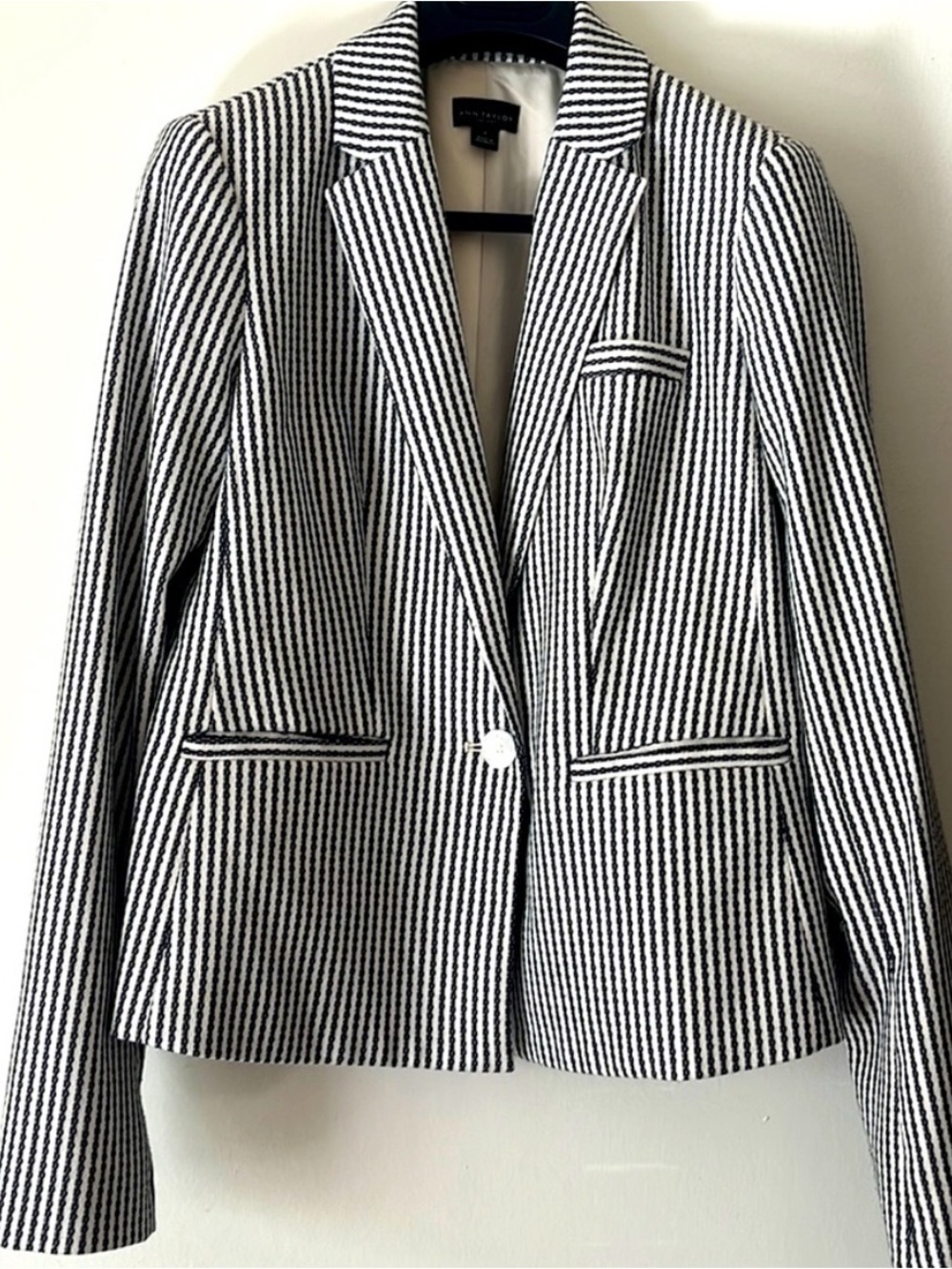 Ann Taylor Factory Navy & White Striped Women's Blazer